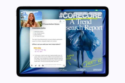 iPad Air M4 menampilkan fitur multitasking dangan Split View dan aplikasi berjalan bersamaan