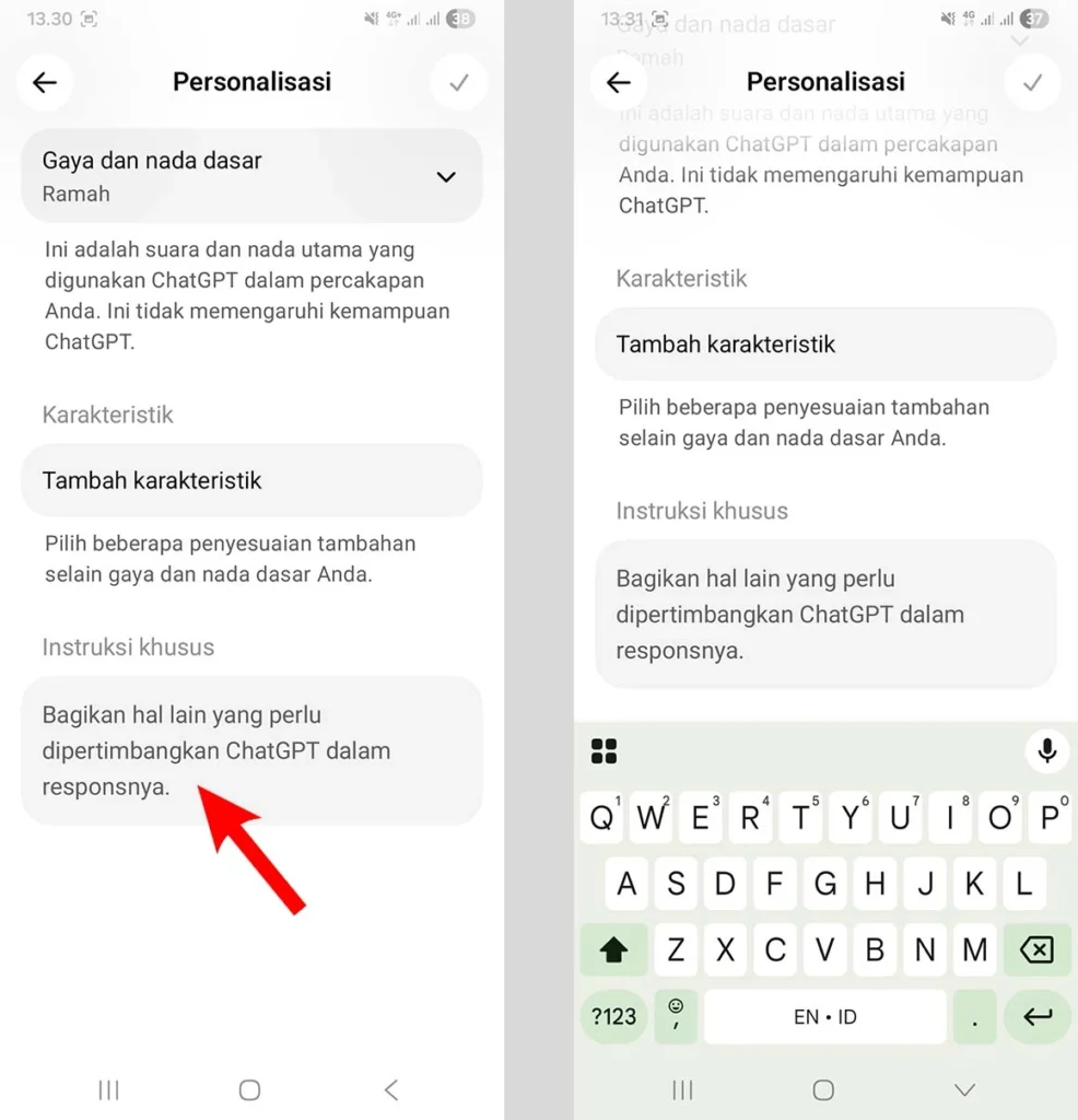 Memasukan Intruksi khusus pada ChatGPT