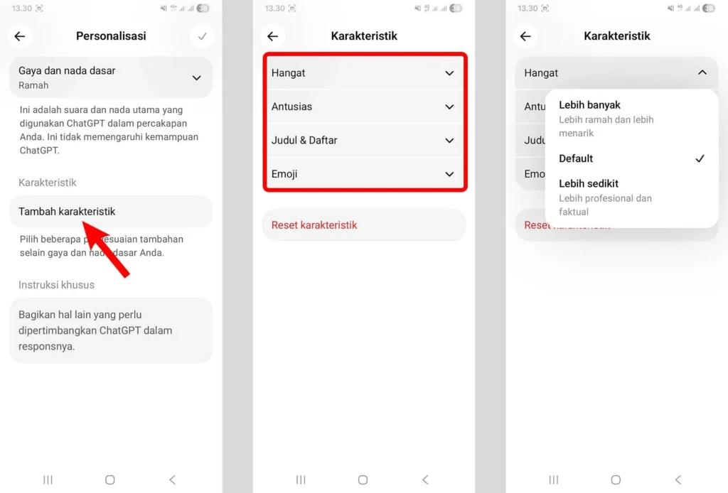 Pengaturan Karakteristik ChatGPT