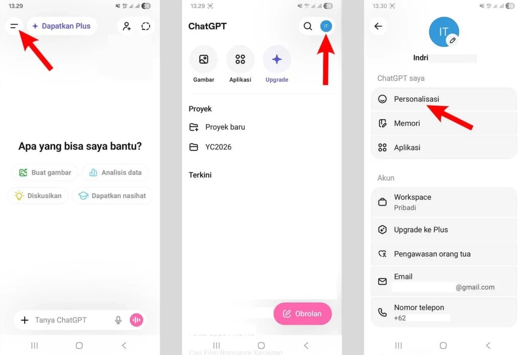 Pengaturan Personalisasi ChatGPT