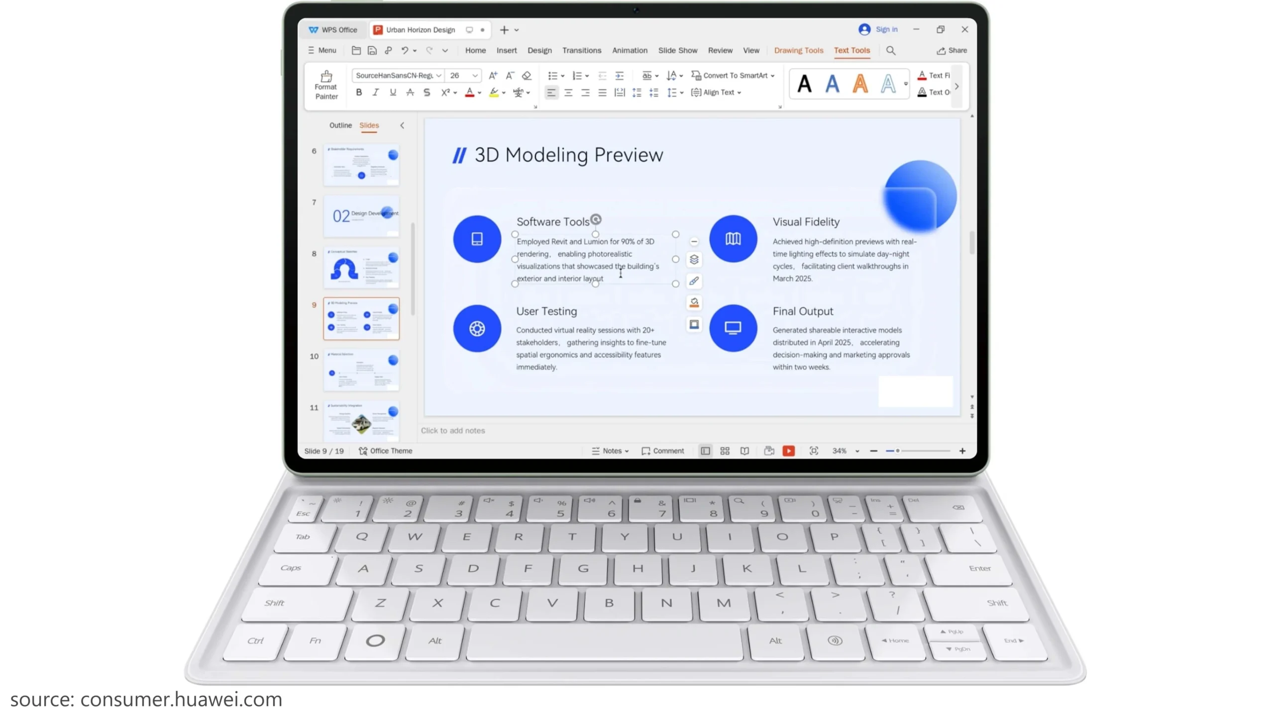 Hauwei MatePad 12X menampilkan fitur WPS Office PC-Level