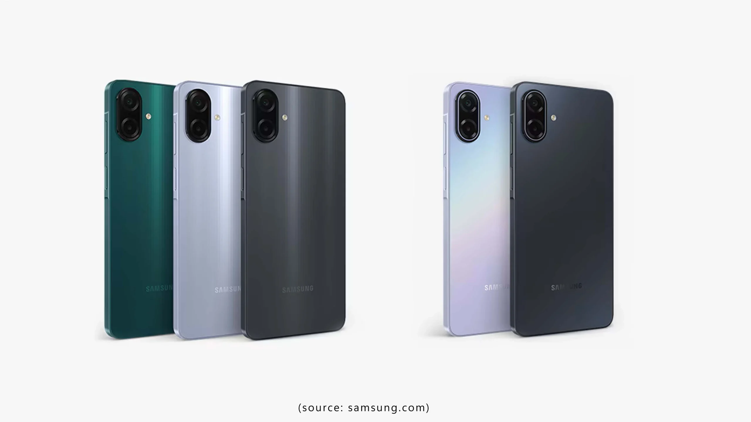 Sebelah kiri menampilkan Samsung Galaxy A07 4G dan Galaxy A07 5G